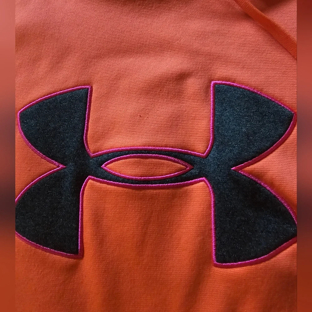 Under Armour Semi Fitted Large Logo Orange Pullover Sweatshirt Womens Size Large - Picture 7 of 14